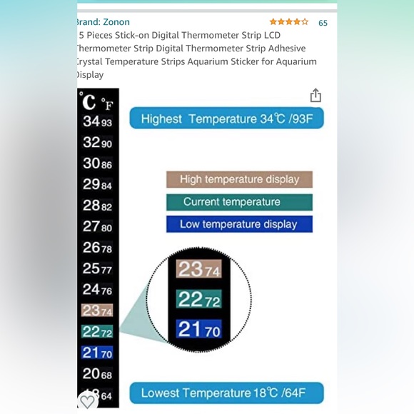 Zonon 15 Pieces stick-on Digital LCD Thermometer Adhesive Strip for Fish Tank - Picture 3 of 9